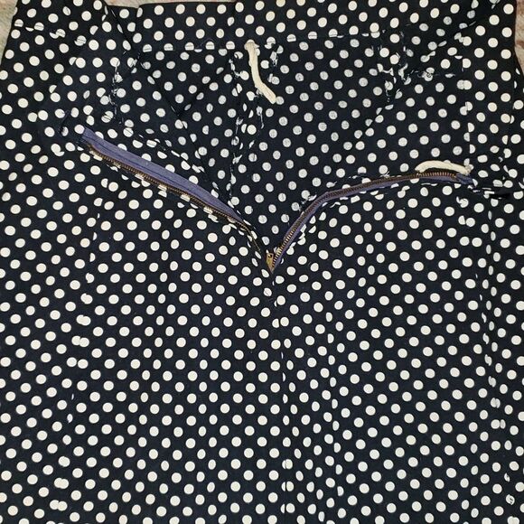Ladies Navy Blue Polka-Dotted Mid Skirt - Picture 2 of 4